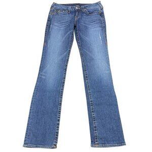 TRUE RELIGION Y2K Rhinestone Straight Leg Jean Size 28 Made In USA